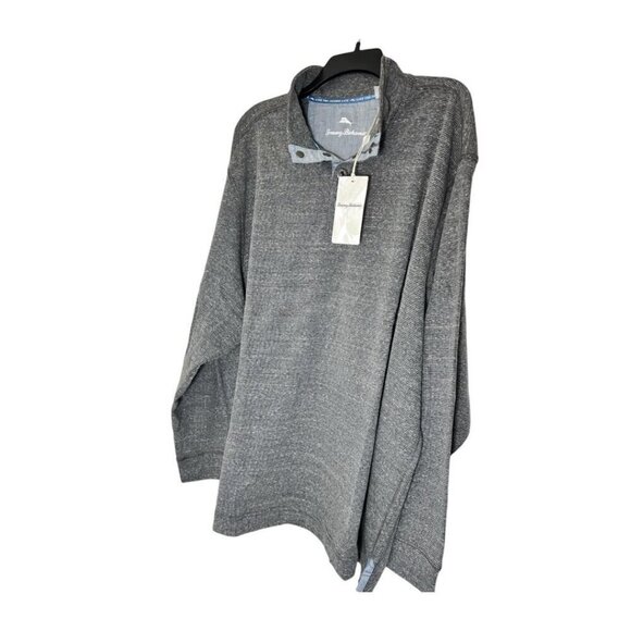 Tommy Bahama Mens Grey Big Tall Half Snap Mock Neck Sweatshirt Sz 2XL Big New - Picture 4 of 12